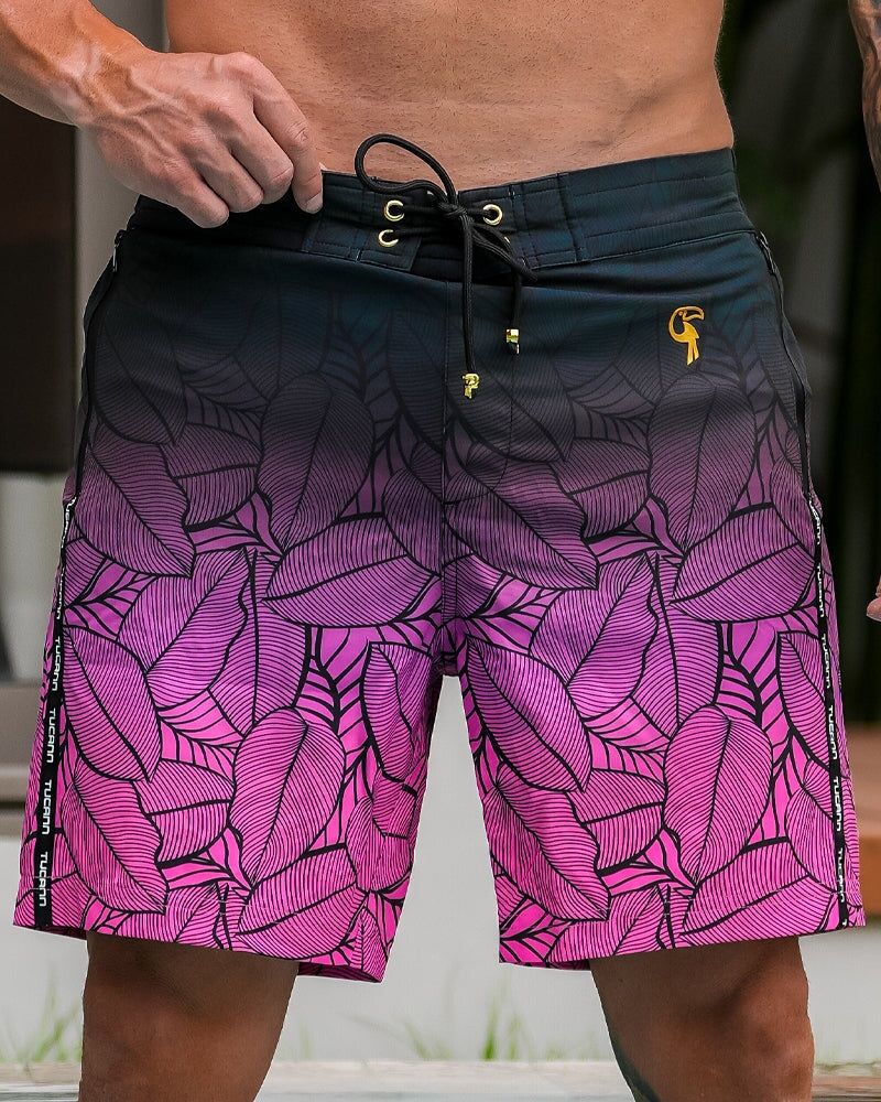 Black Leaf Magenta - 7" Shorts / Board shorts Tucann