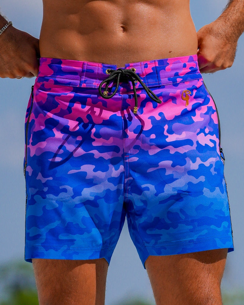 Faded Camo - Indigo 5" Swim Trunks Tucann