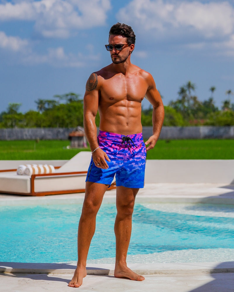 Faded Camo - Indigo 5" Swim Trunks Tucann