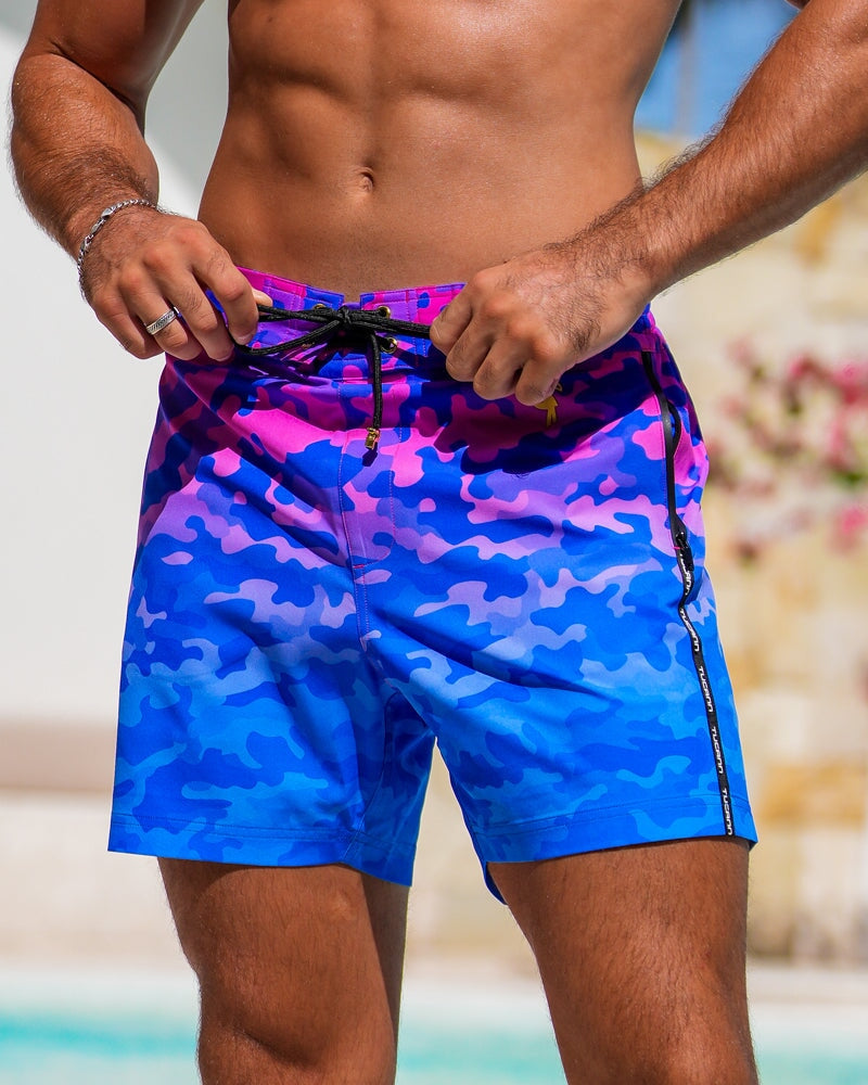 Faded Camo - Indigo 5" Swim Trunks Tucann