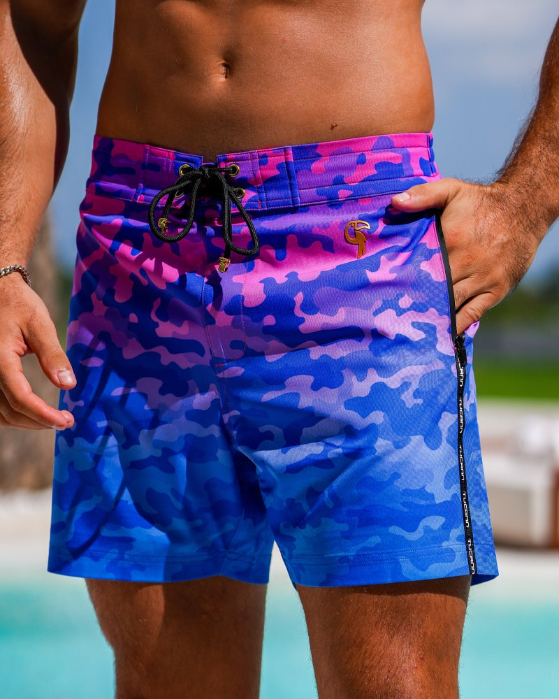 Faded Camo - Indigo 5" Swim Trunks Tucann