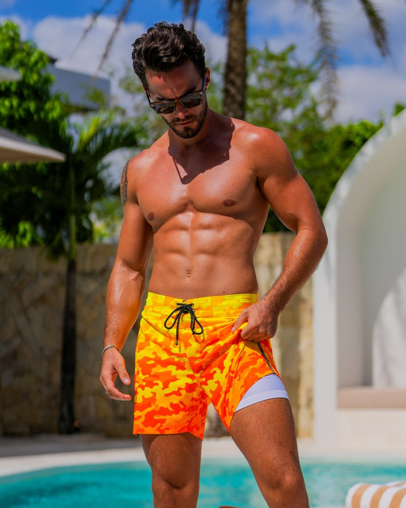 Faded Camo - Sunset 5" Swim Trunks Tucann