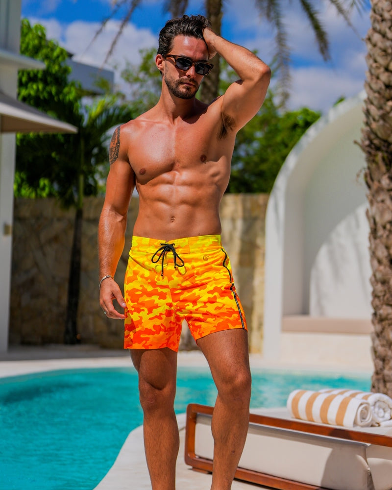 Faded Camo - Sunset 5" Swim Trunks Tucann