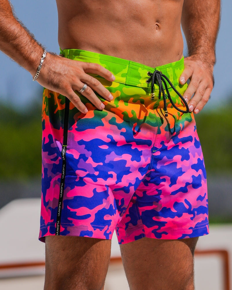 Faded Camo - Tropical 5" Swim Trunks Tucann