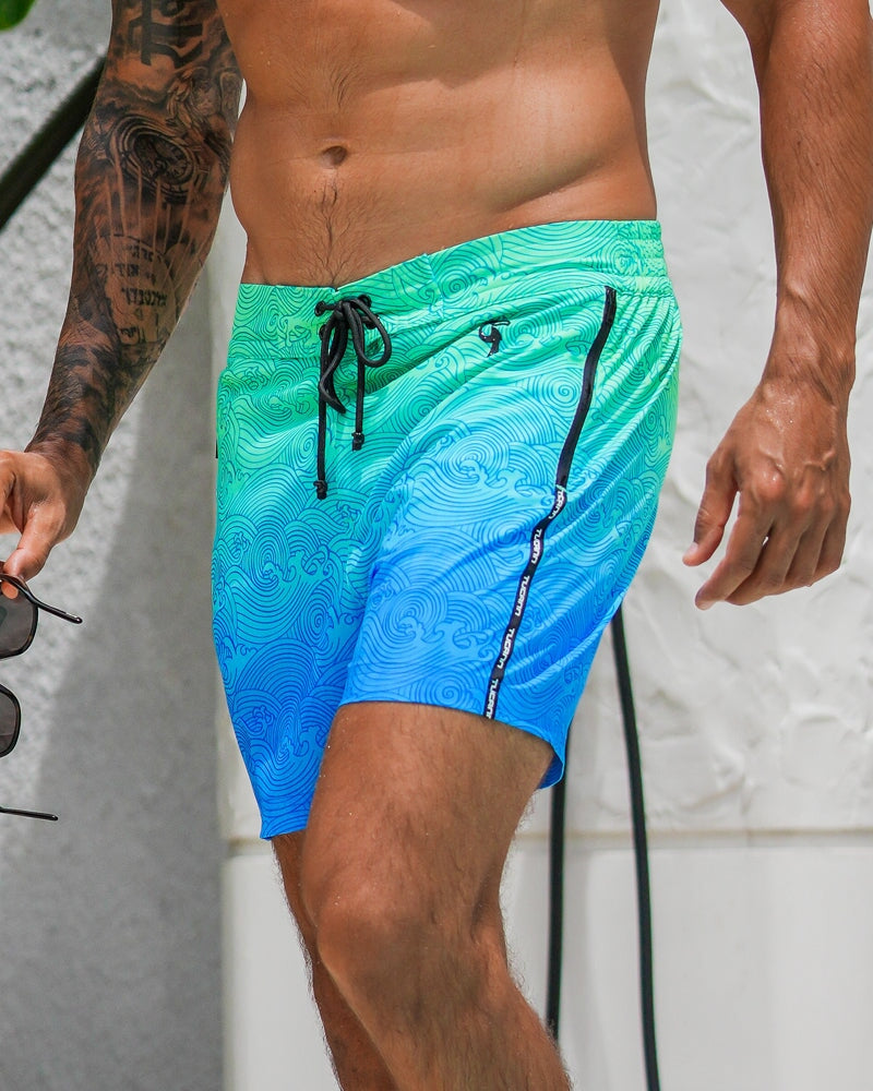 Faded Waves - Blue Lagoon - 5" Swim Trunks Tucann