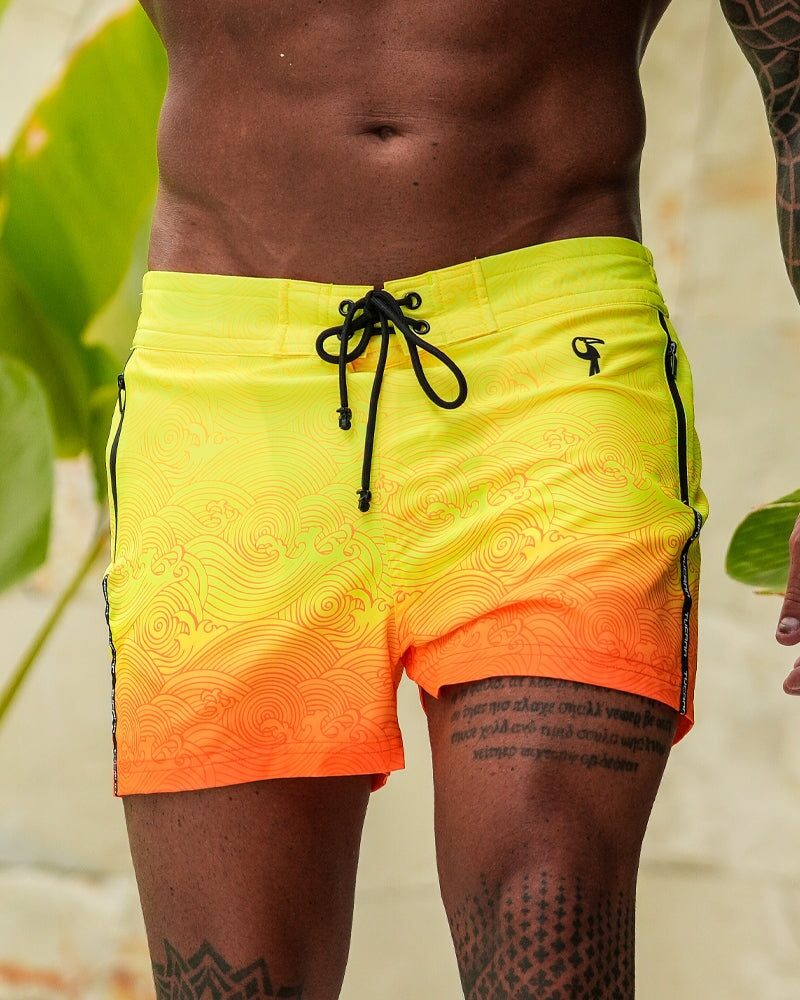 Faded Waves Sunset - 3" Shorts / Board shorts Tucann America
