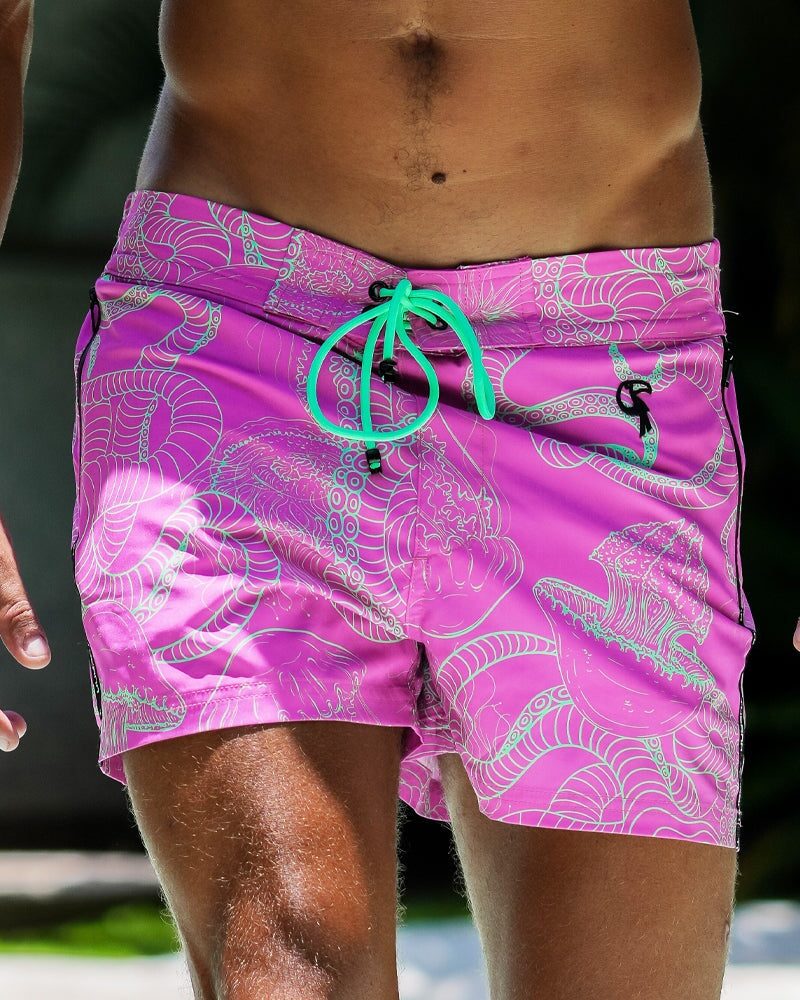 Jelly-Ink Swim Trunks Purple - 3" Swim Trunks Tucann