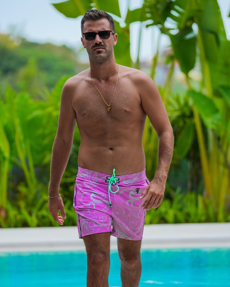 Jelly-Ink Swim Trunks - Purple - 5" Swim Trunks Tucann
