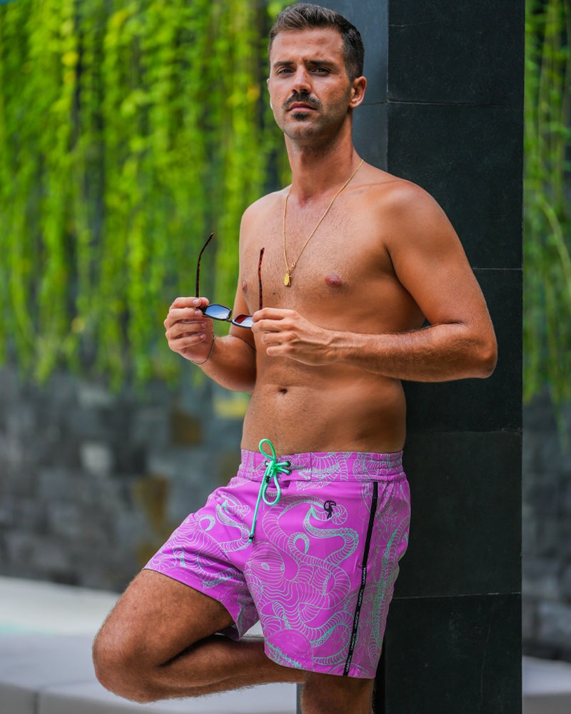 Jelly-Ink Swim Trunks - Purple - 5" Swim Trunks Tucann