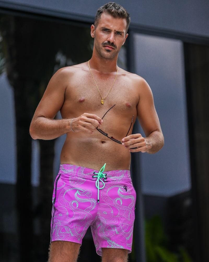 Jelly-Ink Swim Trunks - Purple - 5" Swim Trunks Tucann