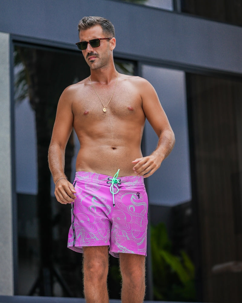 Jelly-Ink Swim Trunks - Purple - 5" Swim Trunks Tucann