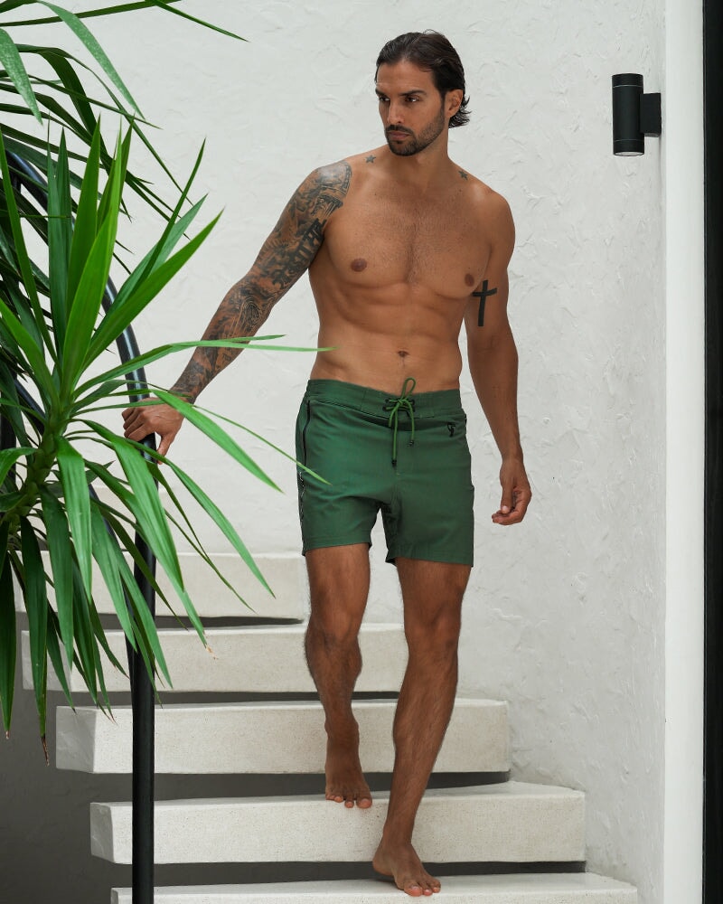 Khaki Green - 5" Swim Trunks Tucann