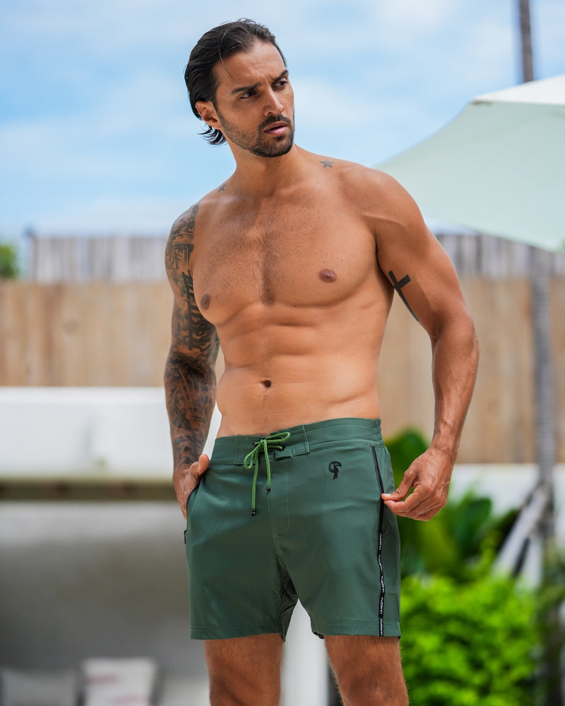 Khaki Green - 5" Swim Trunks Tucann