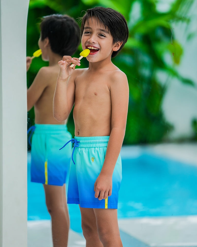 Kids Shorts-Faded Ocean Kids Swim Shorts Tucann