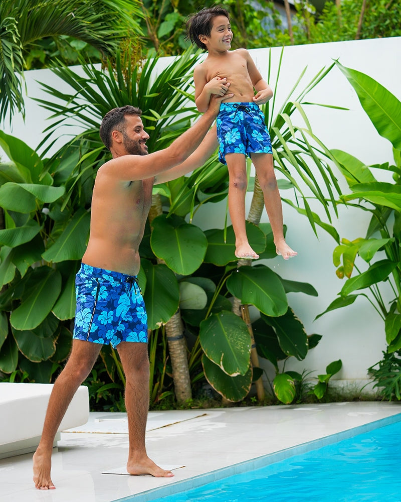 Kids Shorts - Hawaiian Blue Kids Swim Shorts Tucann