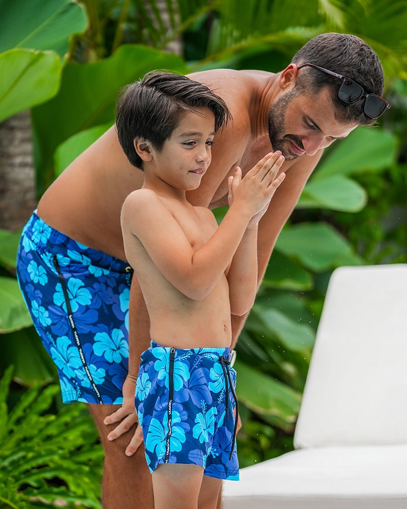 Kids Shorts - Hawaiian Blue Kids Swim Shorts Tucann