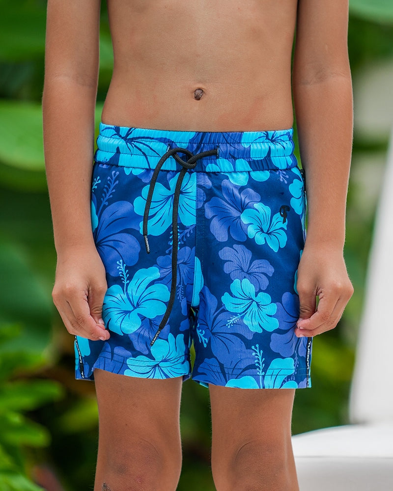 Kids Shorts - Hawaiian Blue Kids Swim Shorts Tucann