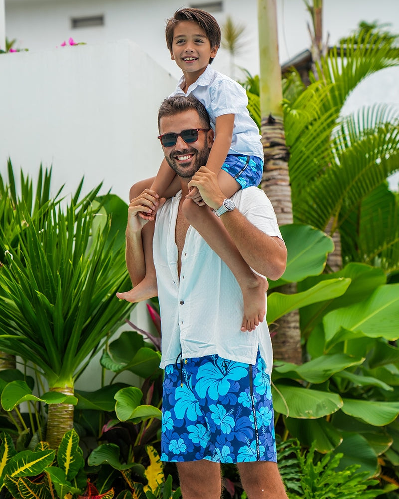 Kids Shorts - Hawaiian Blue Kids Swim Shorts Tucann