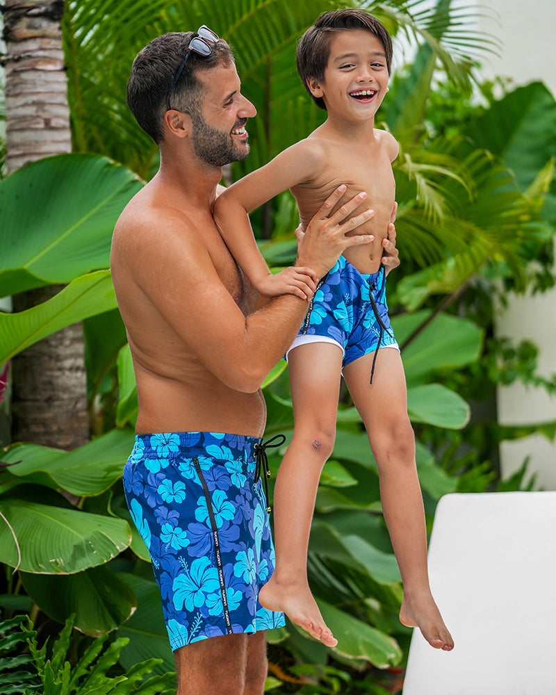 Kids Shorts - Hawaiian Blue Kids Swim Shorts Tucann