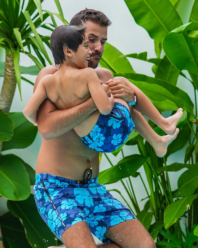 Kids Shorts - Hawaiian Blue Kids Swim Shorts Tucann