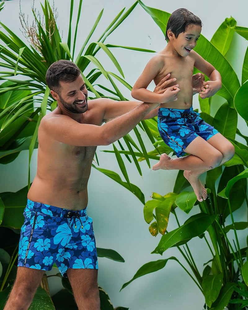 Kids Shorts - Hawaiian Blue Kids Swim Shorts Tucann