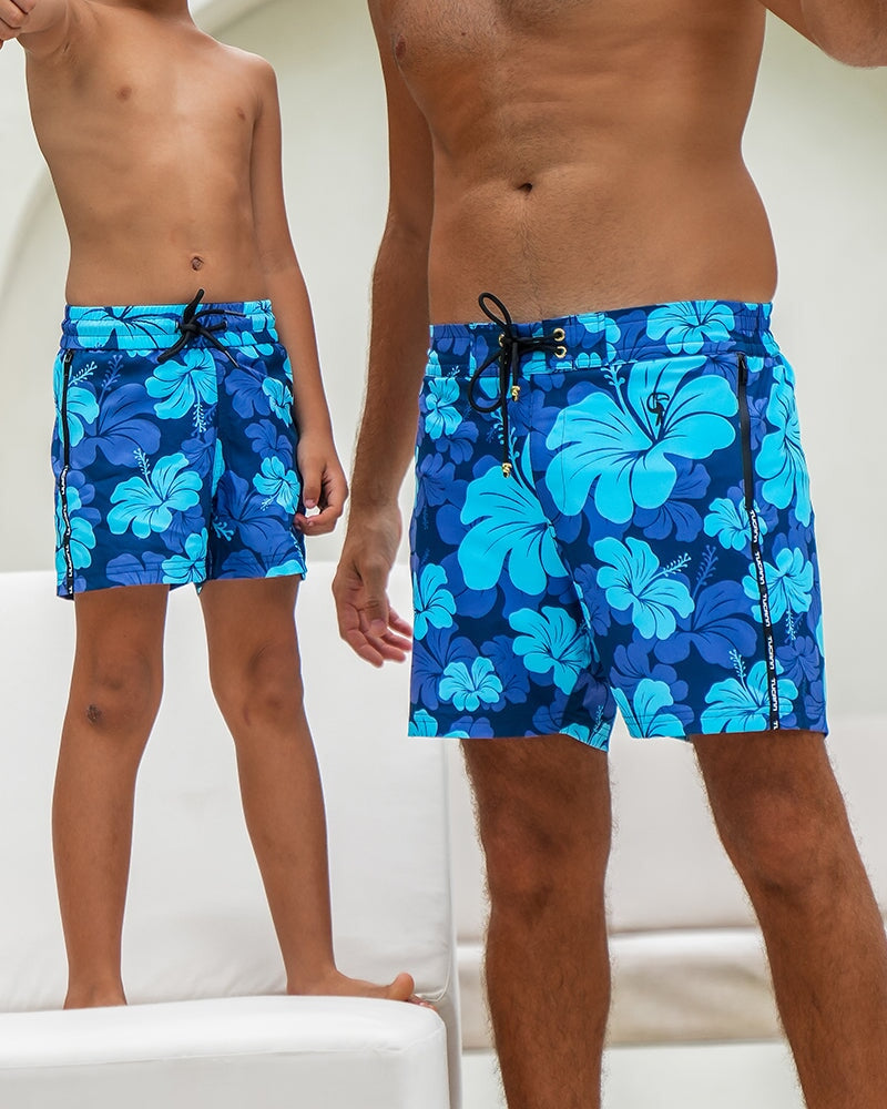 Kids Shorts - Hawaiian Blue Kids Swim Shorts Tucann