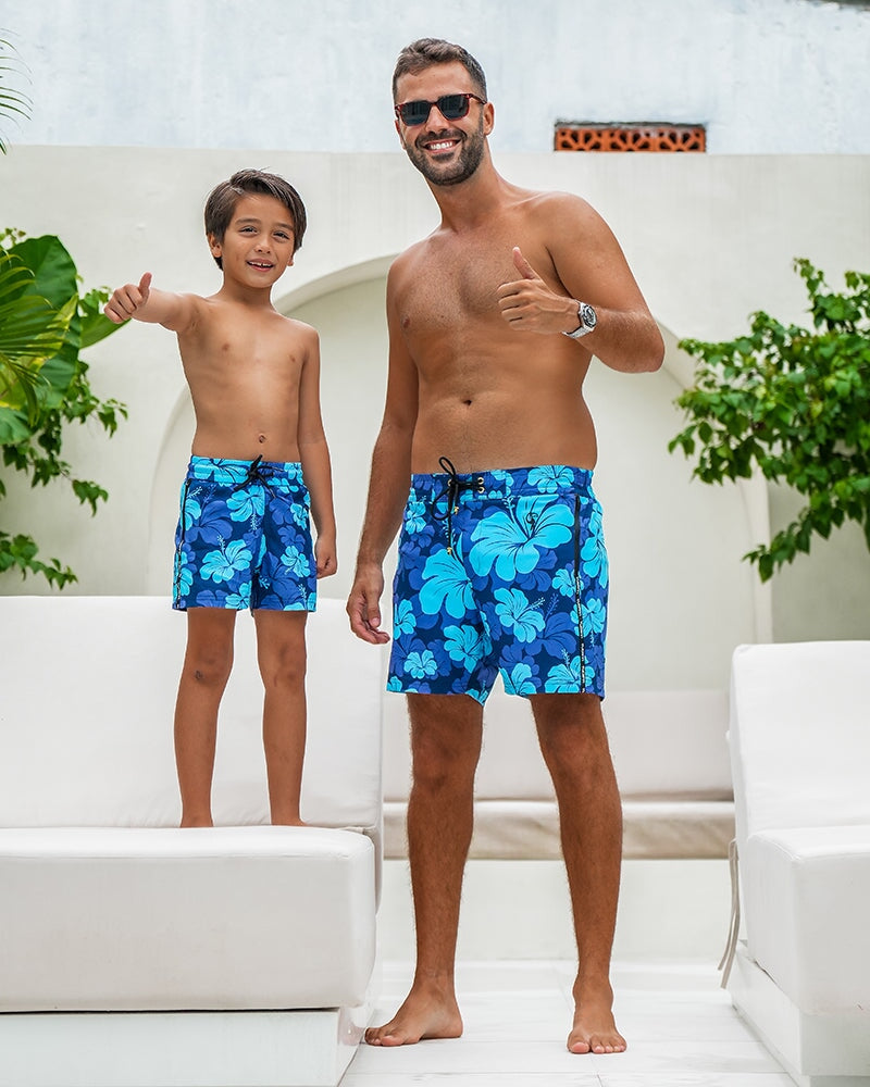Kids Shorts - Hawaiian Blue Kids Swim Shorts Tucann