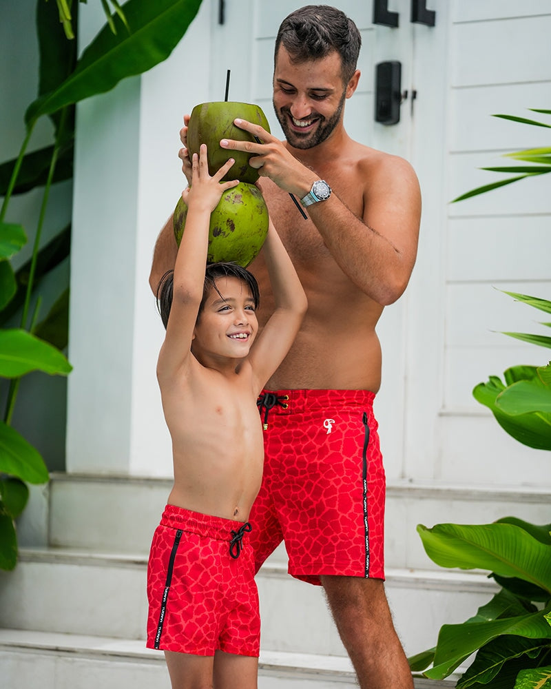 Kids Shorts-Red Mirage Shorts / Board shorts Tucann