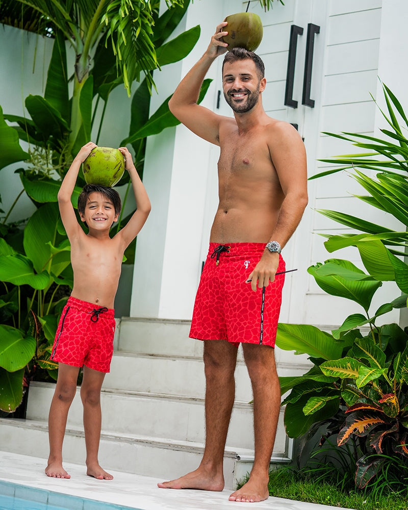 Kids Shorts-Red Mirage Shorts / Board shorts Tucann