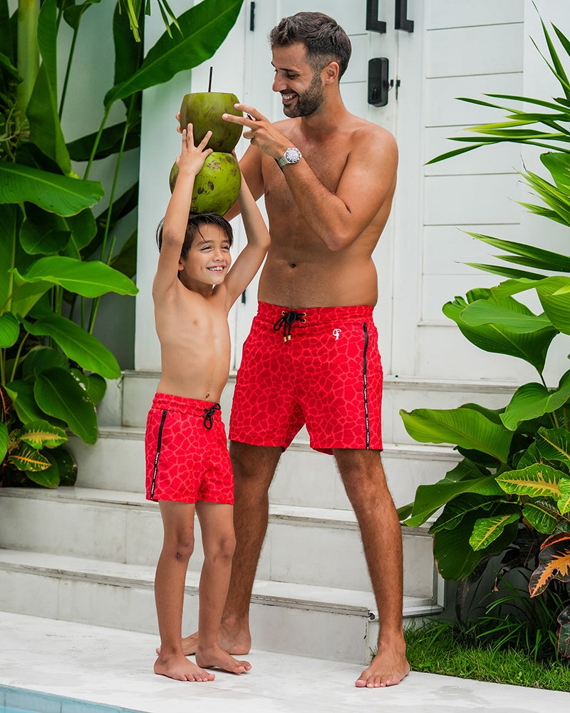 Kids Shorts-Red Mirage Shorts / Board shorts Tucann