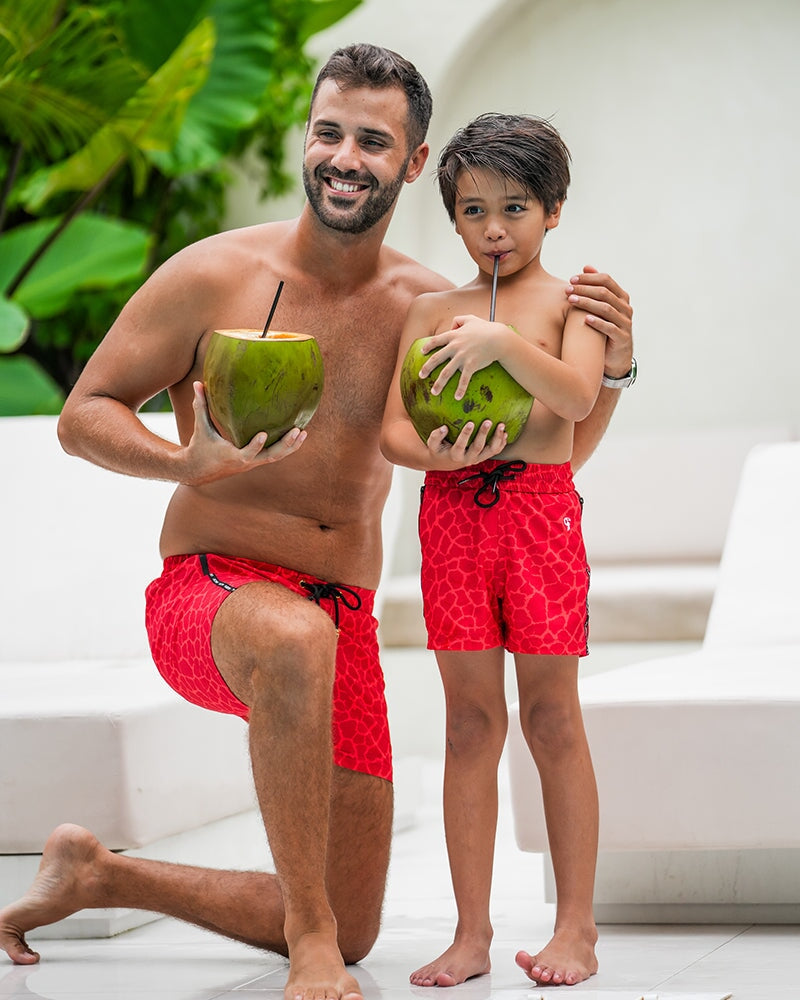 Kids Shorts-Red Mirage Shorts / Board shorts Tucann