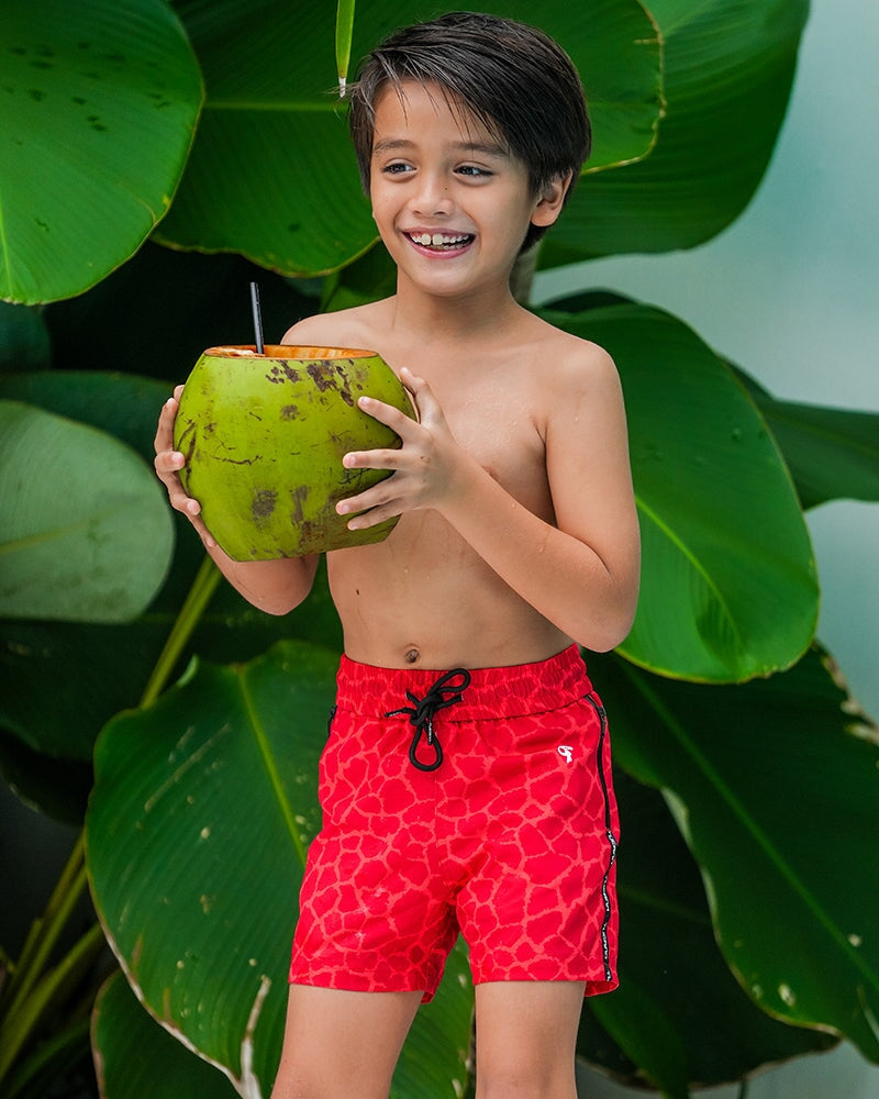 Kids Shorts-Red Mirage Shorts / Board shorts Tucann
