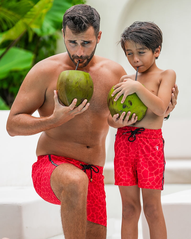 Kids Shorts-Red Mirage Shorts / Board shorts Tucann