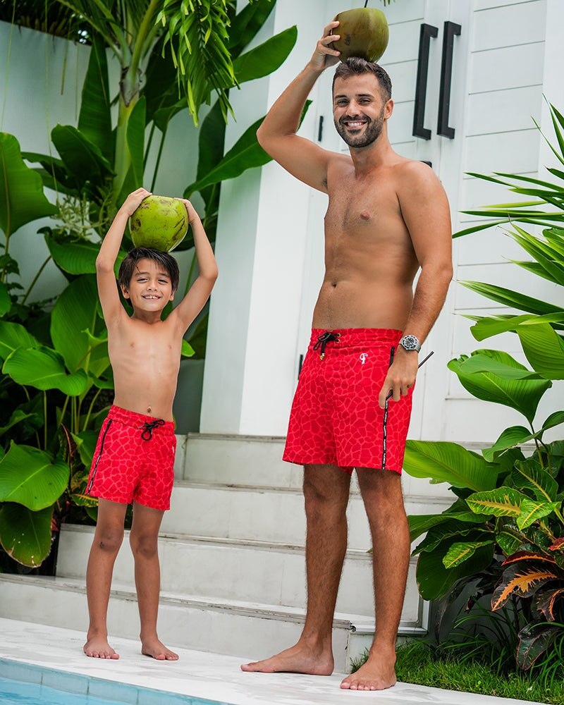 Kids Shorts-Red Mirage Shorts / Board shorts Tucann