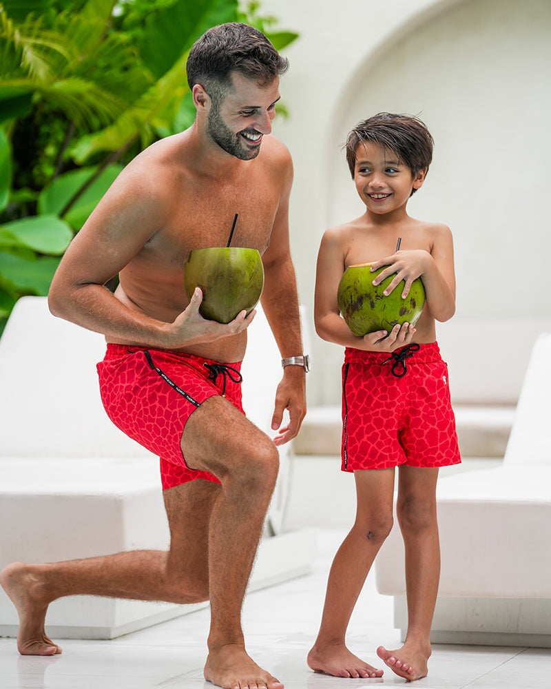 Kids Shorts-Red Mirage Shorts / Board shorts Tucann