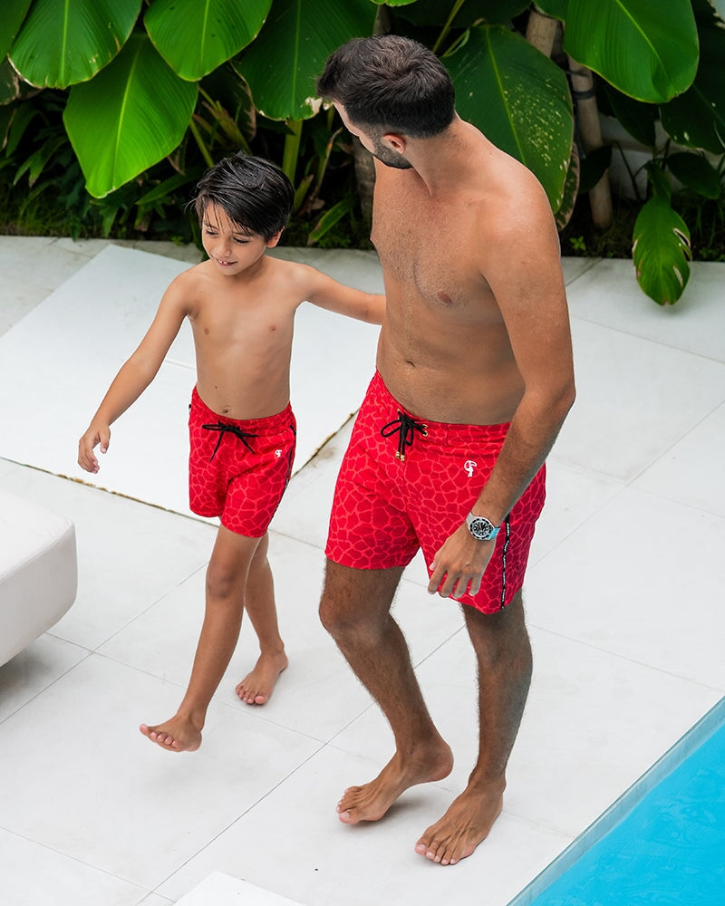 Kids Shorts-Red Mirage Shorts / Board shorts Tucann