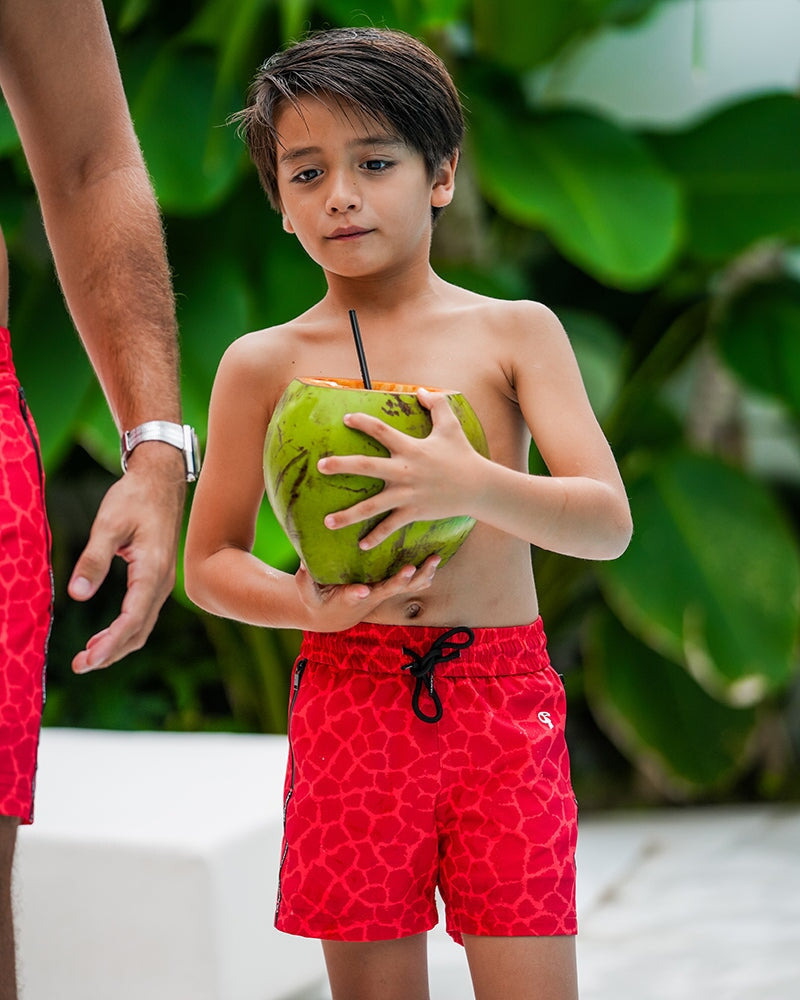 Kids Shorts-Red Mirage Shorts / Board shorts Tucann