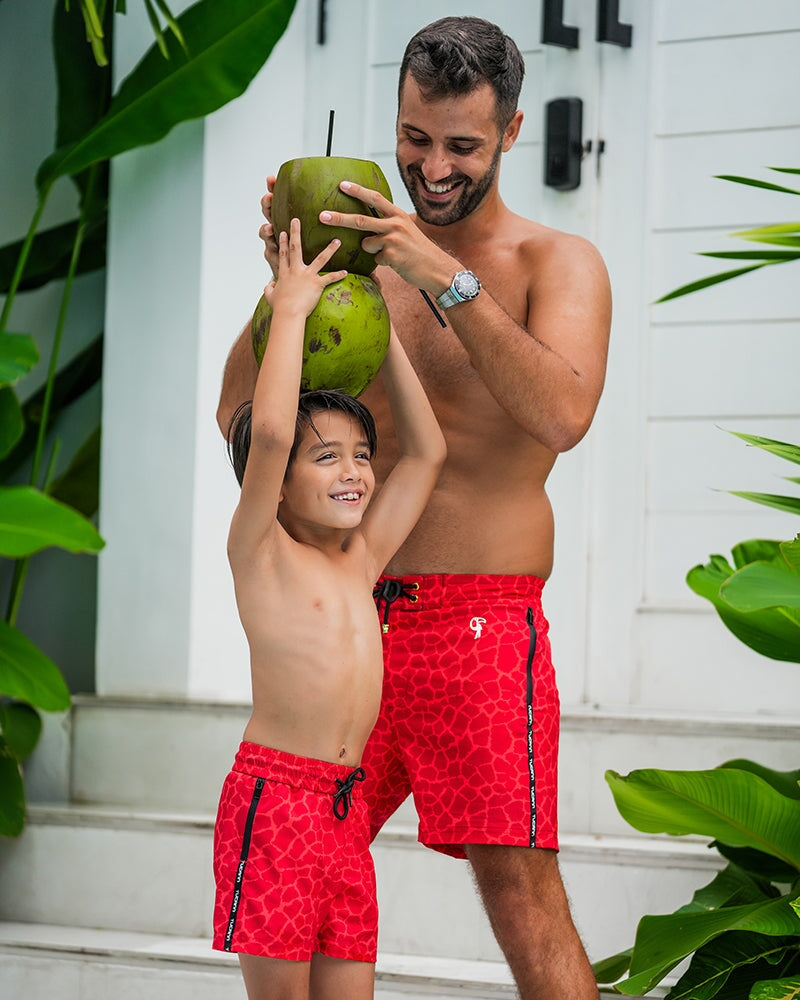 Kids Shorts-Red Mirage Shorts / Board shorts Tucann