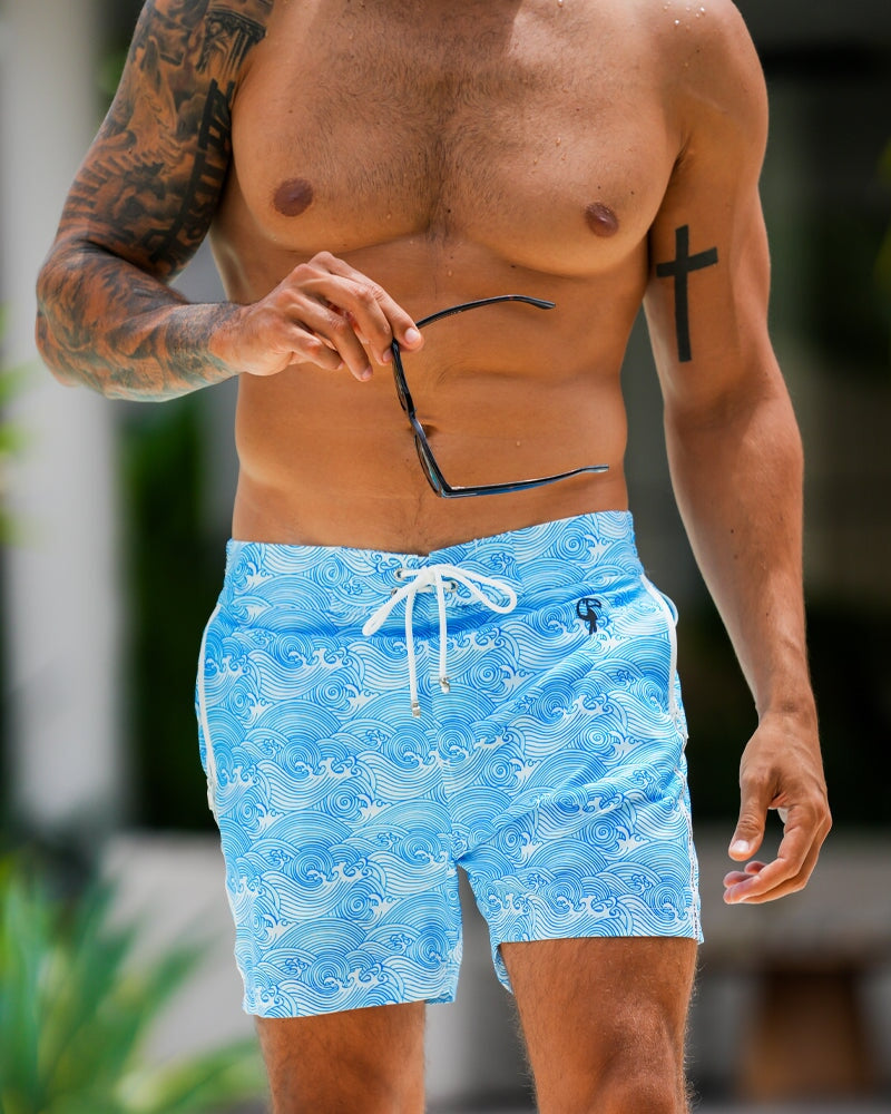 Make Waves Blue - 5" Swim Trunks Tucann