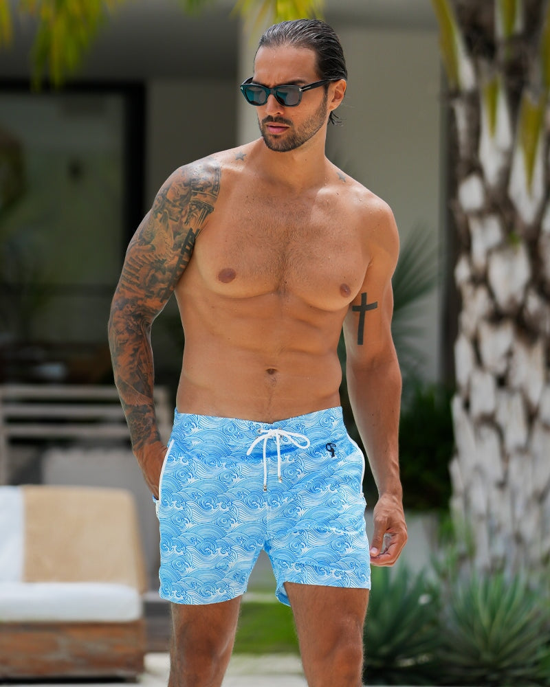 Make Waves Blue - 5" Swim Trunks Tucann