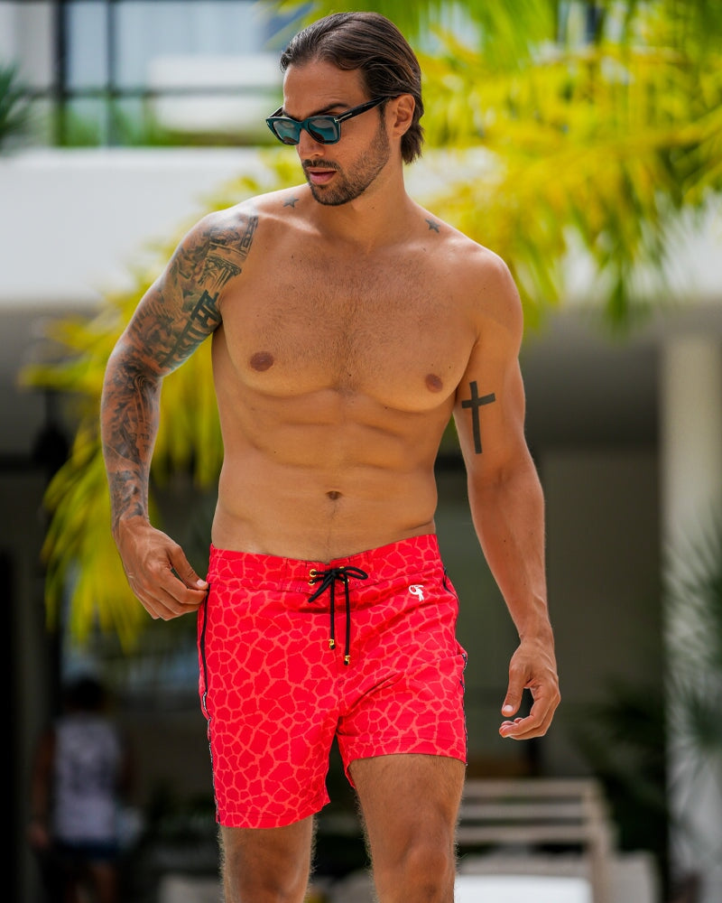Mirage - Red - 5" Swim Trunks Tucann