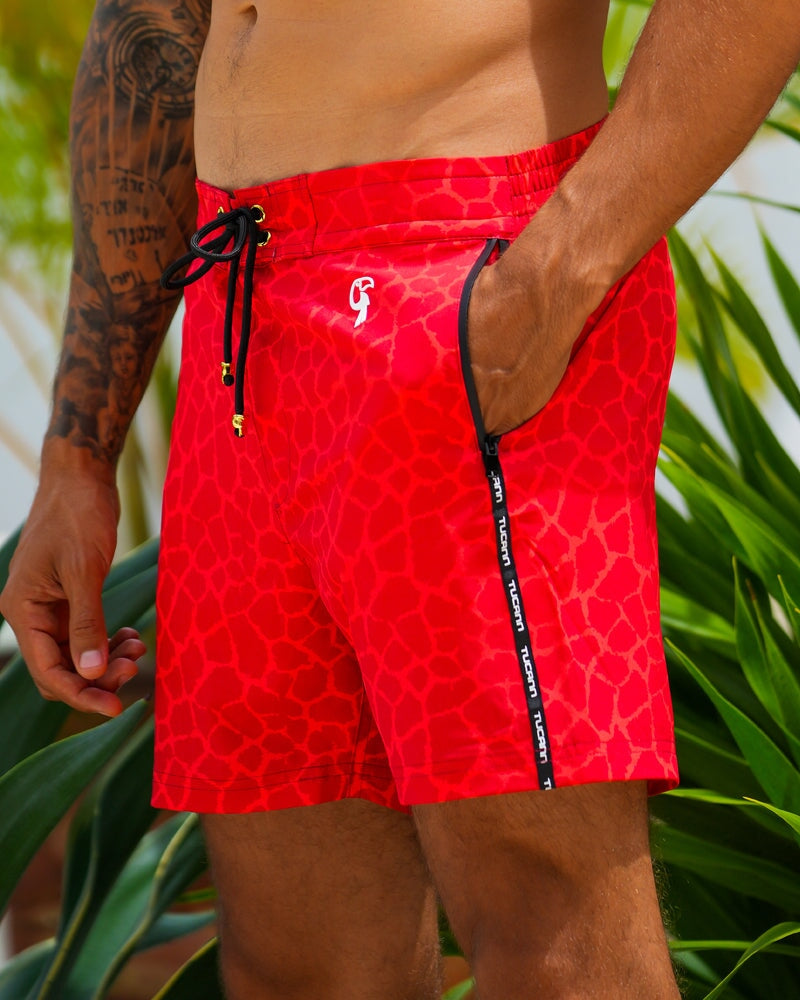 Mirage - Red - 5" Swim Trunks Tucann