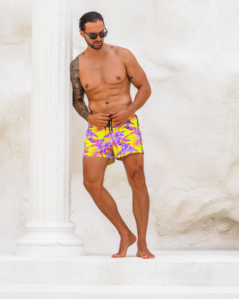 Neon Orchard Electric 3" Swim Trunks Tucann