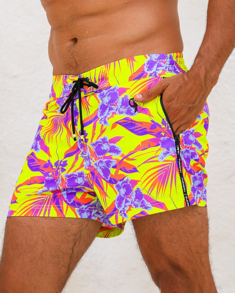 Neon Orchard Electric 3" Swim Trunks Tucann