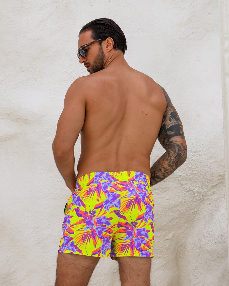 Neon Orchard Electric 3" Swim Trunks Tucann