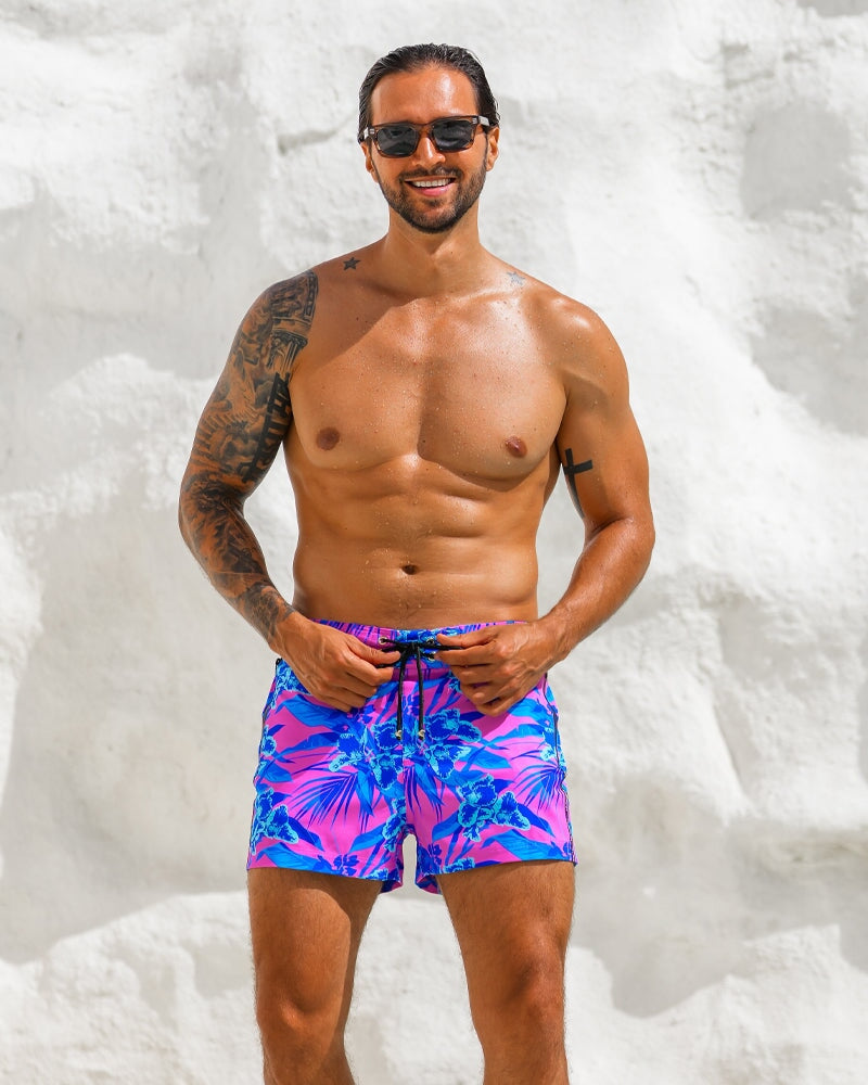 Neon Orchid Magenta 3" Swim Trunks Tucann