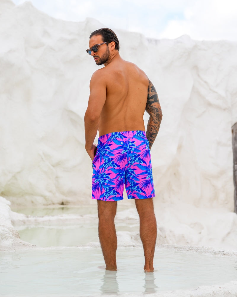 Neon Orchid Magenta 7" Swim Trunks Tucann