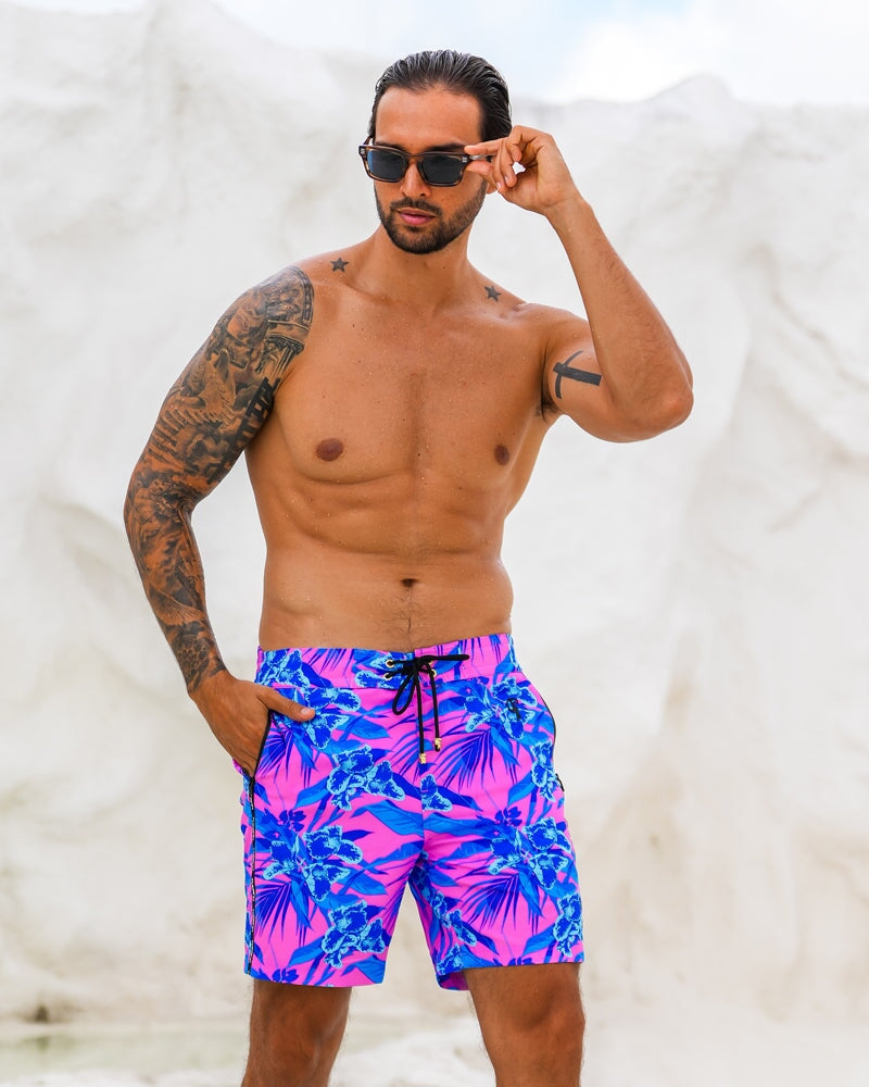 Neon Orchid Magenta 7" Swim Trunks Tucann