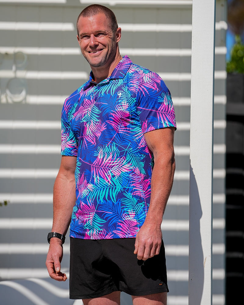 Pink and Blue Palms Polo ( save for Black Friday ) SHIRT Tucann