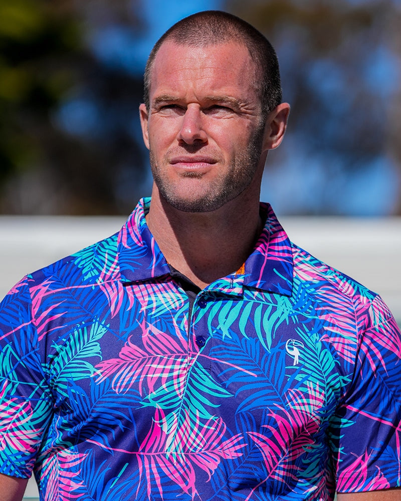 Pink and Blue Palms Polo ( save for Black Friday ) SHIRT Tucann